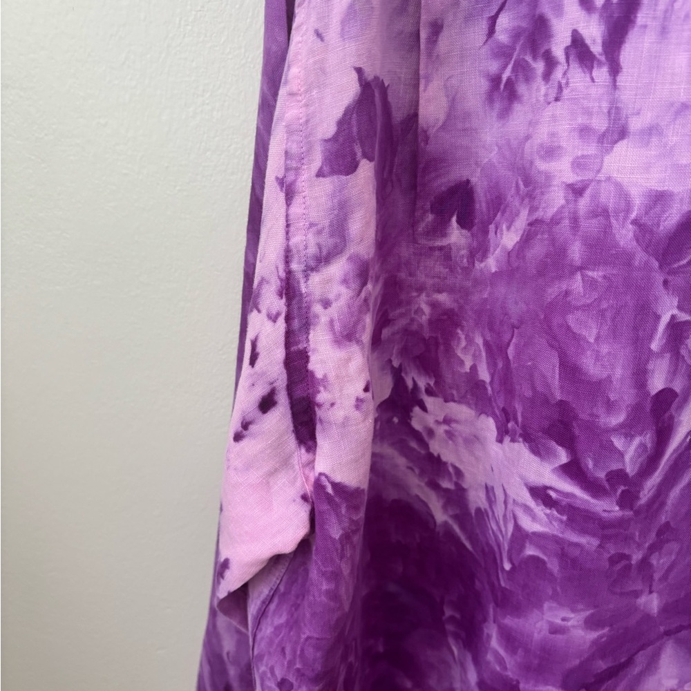 Kiwi Purple Casual Button Down Shirt with Tie-Dye Design - Picture 13 of 16